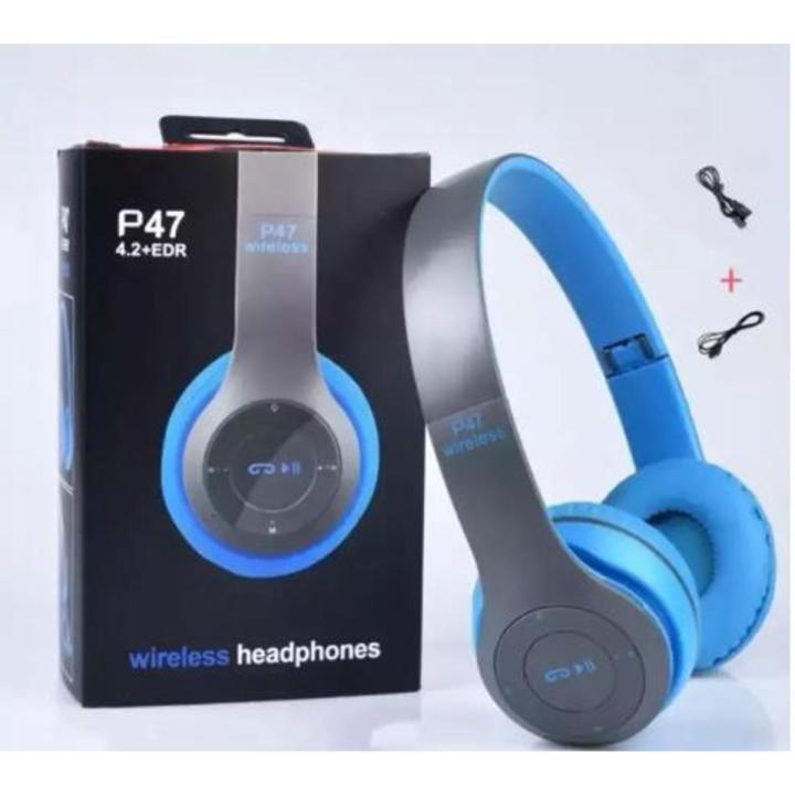 Wireless Headphones, P47 Bluetooth Foldable Headset with Microphone Support FM Radio TF for PC TV Smart Phones & Tablets Etc | Daraz.pk