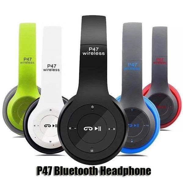 P47 Wireless Bluetooth Headphones | Foldable Stereo Headset with Mic | TF Card & AUX Support | Rechargeable Portable Headphone | Daraz.pk
